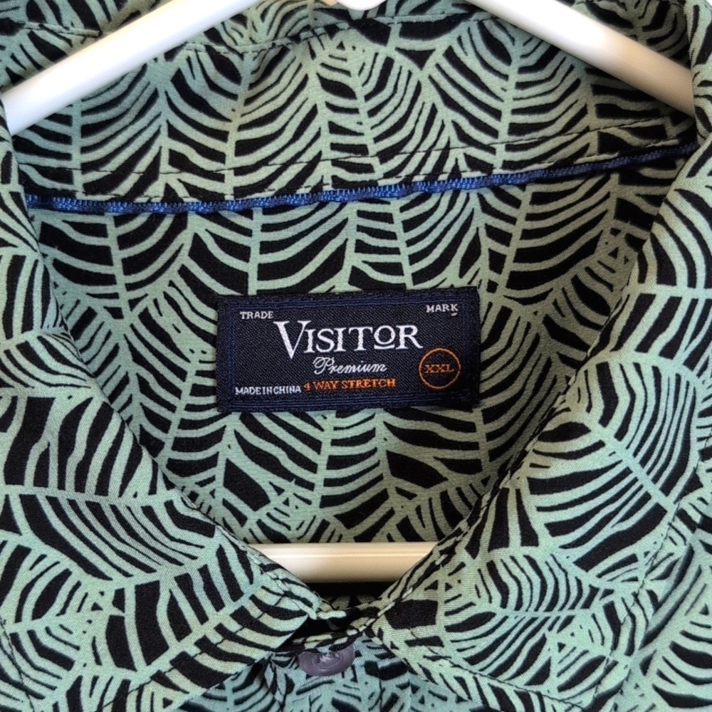 Visitor Premium 4-Way Stretch Short Sleeve Button Down Shirt Size XXL EUC - Picture 2 of 6